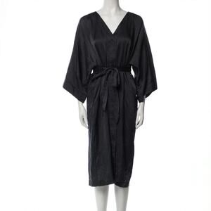 Henrik Vibskov Charcoal Gray/Black Silk Blend Midi Dress - Size S